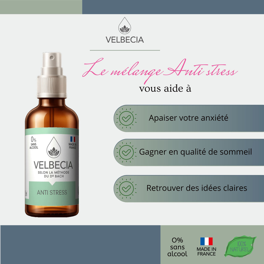 Velbecia® ANTI STRESS +1 OFFERT - A partir de Fleurs de Bach SANS ALCOOL
