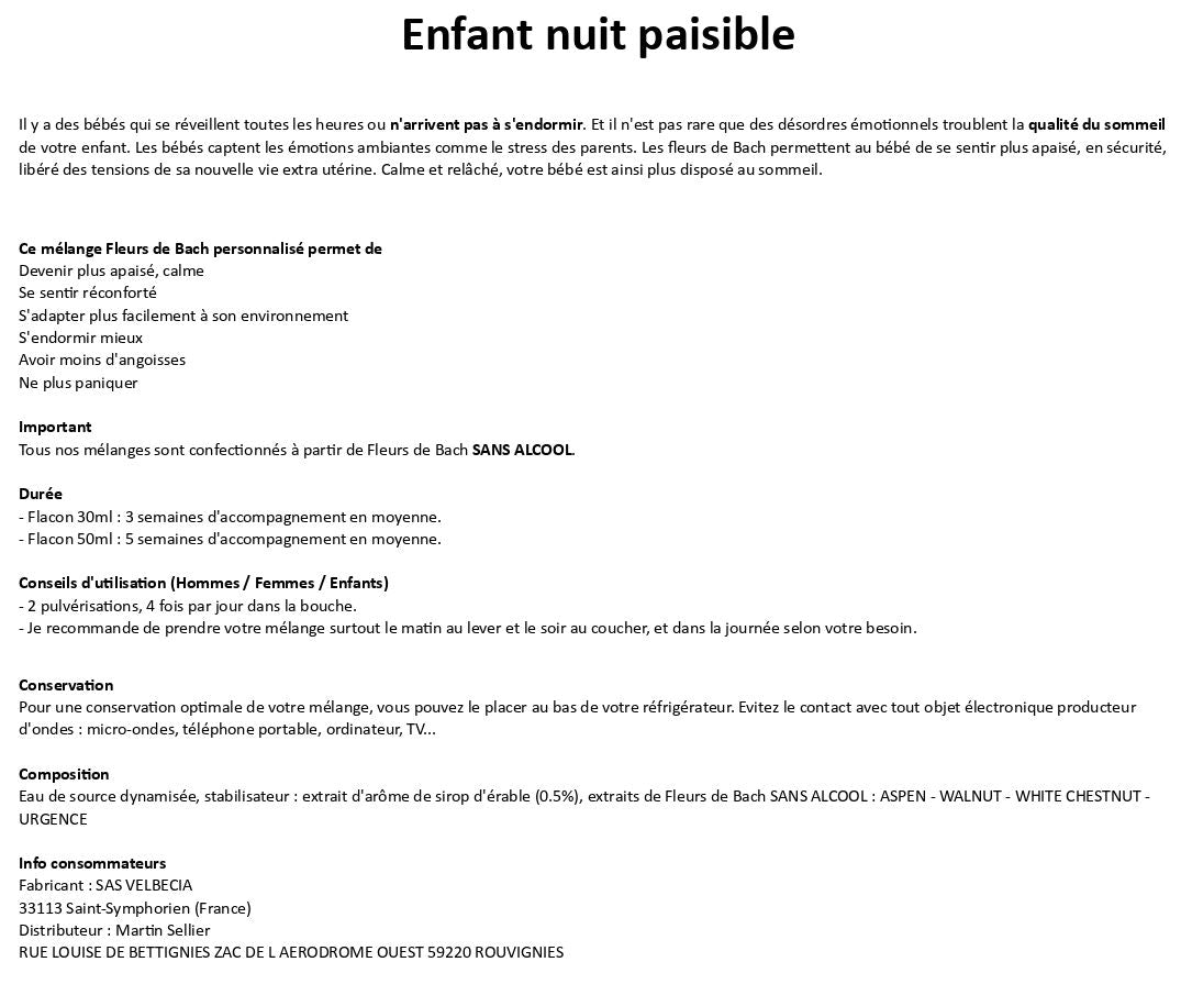 Velbecia® NUIT PAISIBLE KIDS +1 OFFERT - A partir de Fleurs de Bach SANS ALCOOL