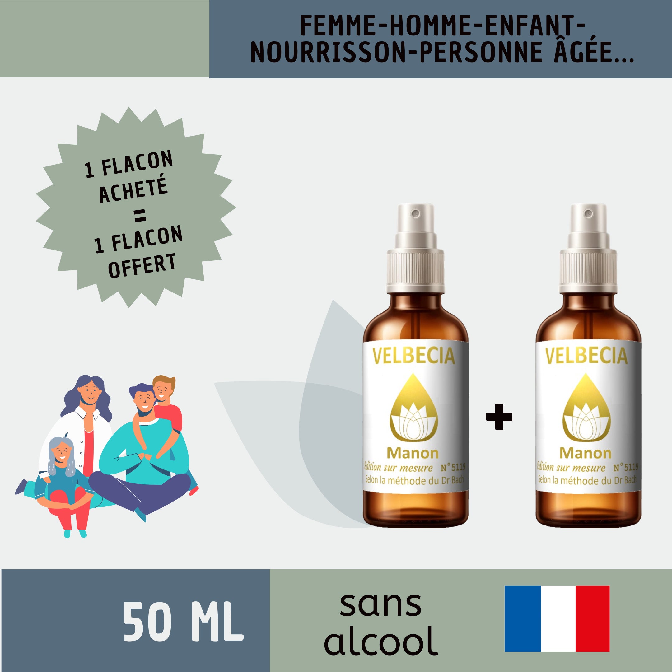 Velbecia® MÉLANGE SUR MESURE Enfant / Adulte +1 OFFERT - A partir de Fleurs de Bach SANS ALCOOL