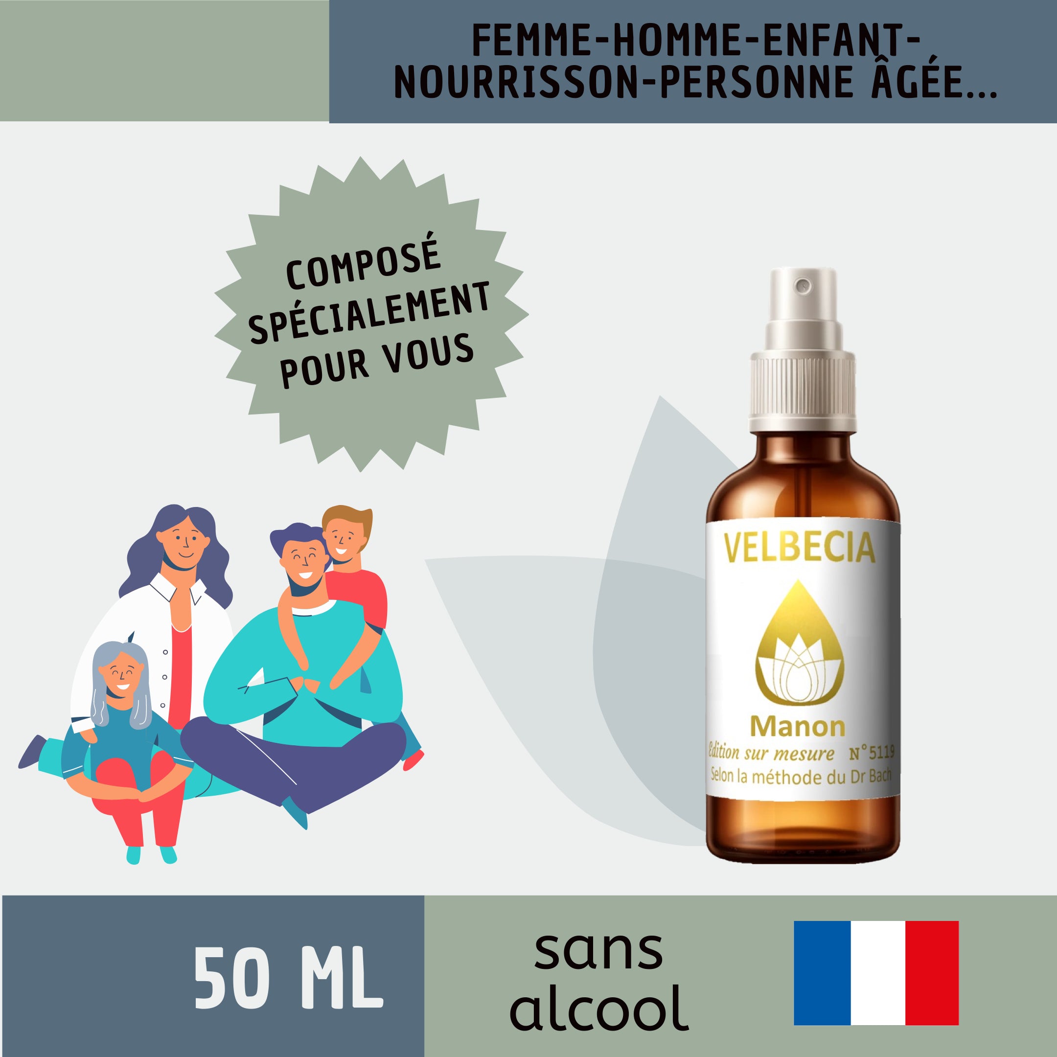 Velbecia® MÉLANGE SUR MESURE Enfant / Adulte - A partir de Fleurs de Bach SANS ALCOOL